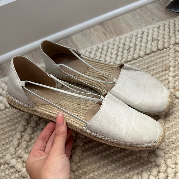 New Eileen Fisher Lee D'Orsay Leather Espadrille Flats, Cream  11 - Picture 1 of 9
